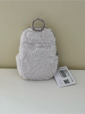 NWT Lululemon Clippable Nano Pouch Plush Fleece Bone/Silver